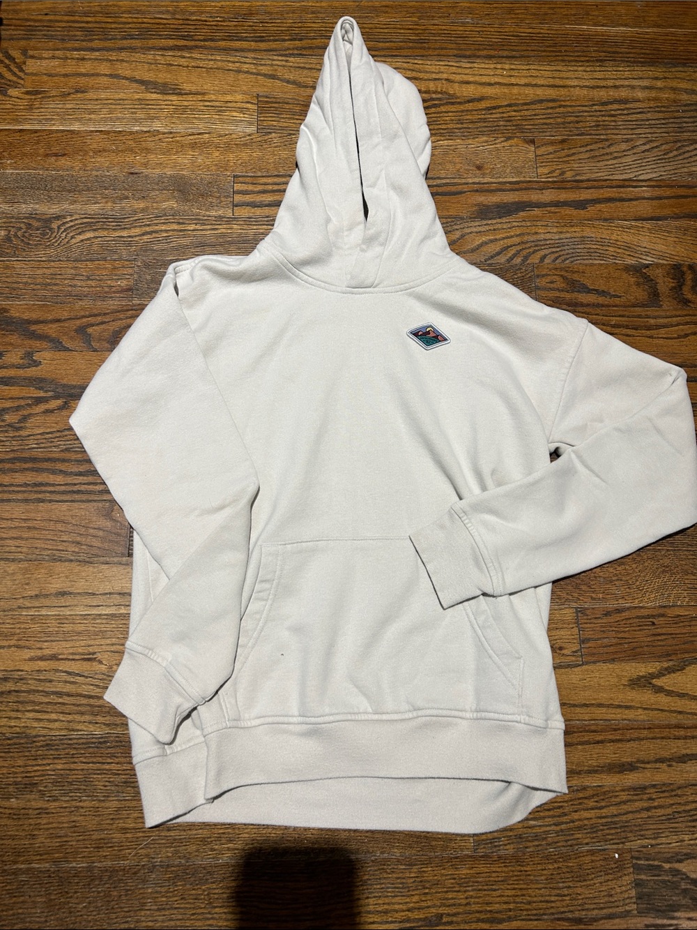 abercrombie kids Cream Hoodie with Small Embroidered Patch - Picture 2 of 5